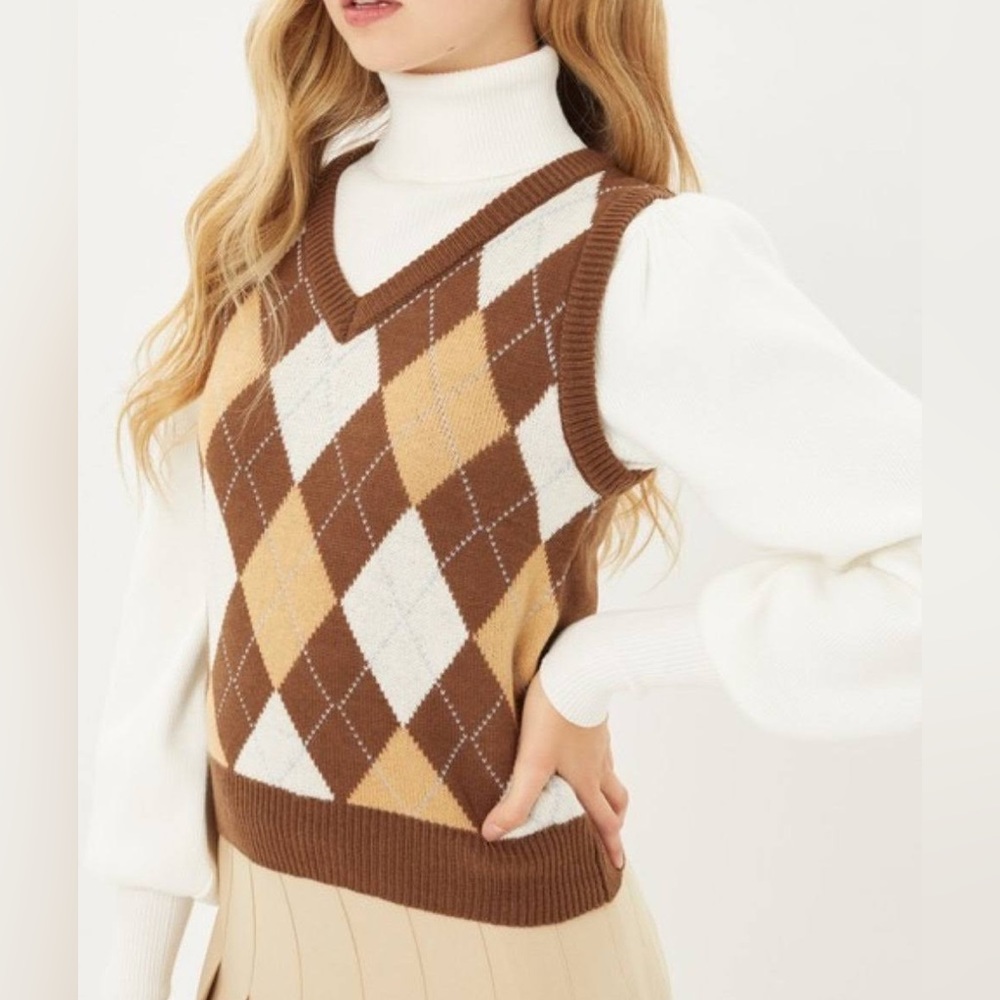Argyle Sweater Vest Brown Size small Love Tree Urban Outfitters